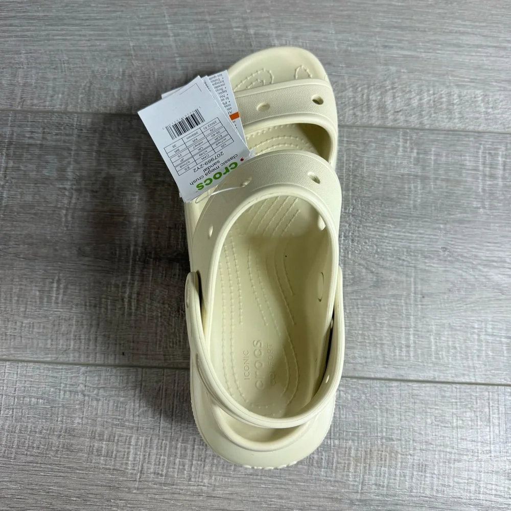 Brand New Crocs Mega Crush Bone Off White Platform chunky Sandals - Size 9 NWT - Picture 5 of 7
